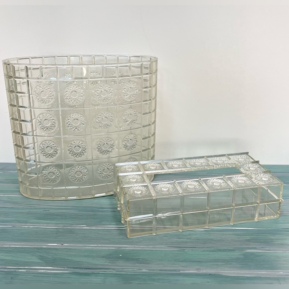 Mid Century Lucite Trash can and Tissue Box - Picture 1 of 8